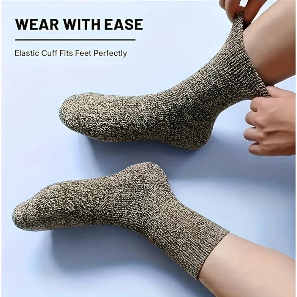 Unisex Merino Wool Thermal Mid-Calf Hiking Socks Winter 7-12 Multiple Colors 5pk